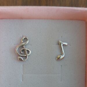 Music Note Sterling Silver Stud Earrings 🎶 🎵